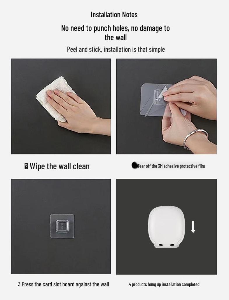 Punch-Free Wall-Mounted UVC Toothbrush Sterilizer and Dryer Holder