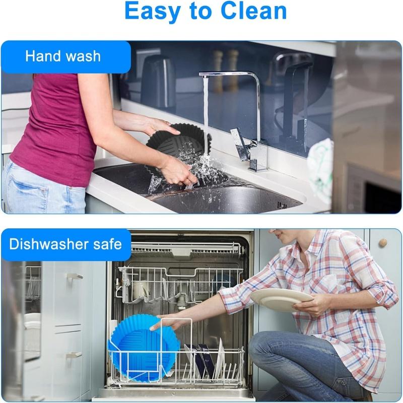 Air Fryer Silicone Liners Air Fryer Silicone Pot Reusable Baking Tray Pizza Chicken Food Safe Non Stick Air Fryer Basket