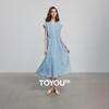 Women's Blended Linen Relaxed Fit Midi Dress
