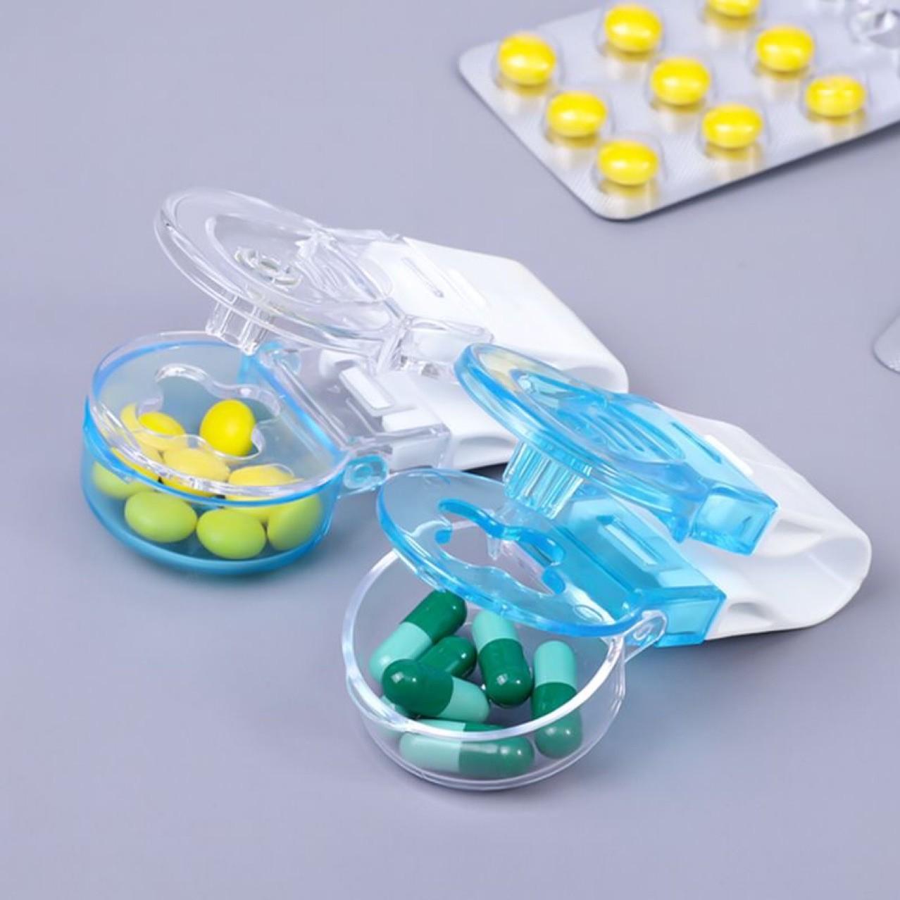 

Portable Pill Dispenser & Splitter for Elderly/Kids, Anti-Contamination Medicine Organizer & Travel Case