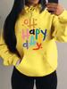 Glücklicher Tag Bunter Kunstdruck Buchstaben Damen Top Hip Hop Mehrfarbig Kostengünstig Herbst Winter Pullover Tasche Damen Trend Hoodie