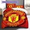 Man Utd Bedding Quilt Set Quilt Cover Pillowcase Home Decoration Birthday Gift (1 * Duvet Cover + 2 * Pillowcase, Without Core)