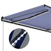 Manual Retractable Awning with LED Lighting 300 x 250 cm Blue & White