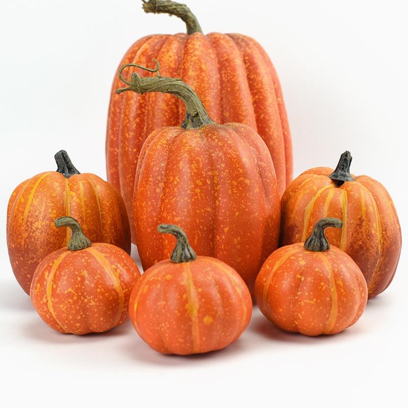 7PCS Simulation Pumpkin Model Artificial Pumpkin Decoration Garden Party Decoration Halloween Thanksgiving Decoration