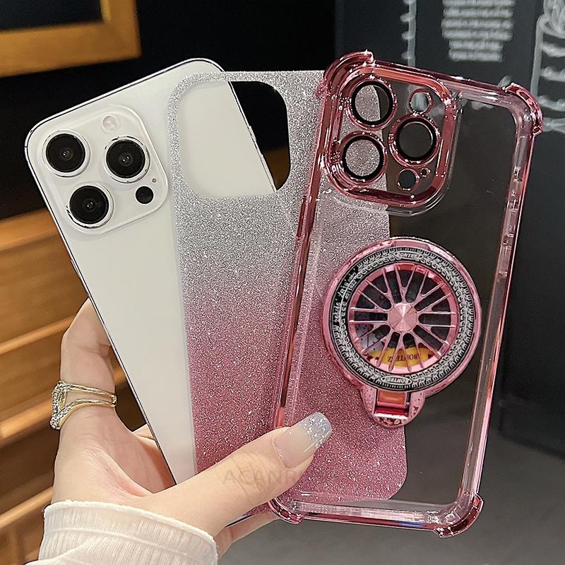 Note13pro Plating Rotate Holder Silicone Case On For Xiaomi Redmi Note 13 Pro 4g 5g 13pro 12 11 10 14c Stand Cover Poco X6 F6 M6