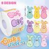 100-500 Stück Osterhasen-Stickerrolle Niedliche bunte Kaninchen-Papieraufkleber 9 Designs Muster Geschenkverpackung Verschlussaufkleber