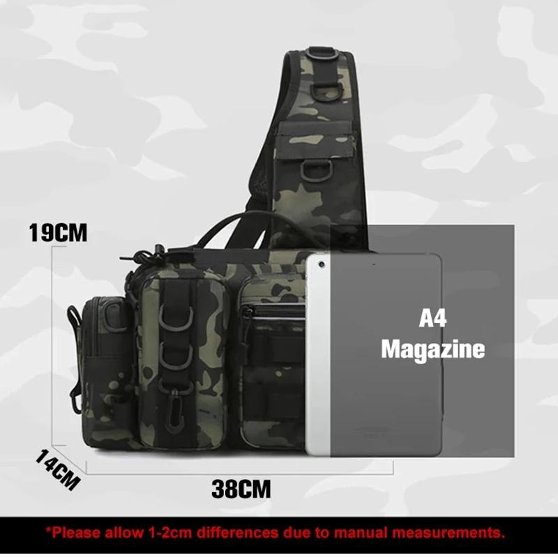 Fishing Equipment Backpack Bait Box Equipment Storage Bag Men's Fishing Backpack with Pole Holder Sling Shoulder Bag Multifunctional Waist Chest Bag