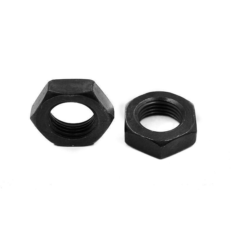 M10-M24 Schwarz Feingewinde Linksgewinde Flache Mutter, Dünn Sechskant, Güte 10.9