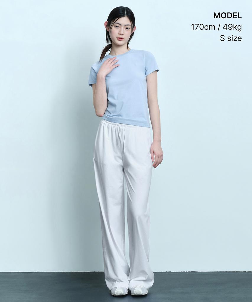 MUSINSA STANDARD WOMAN [Uv Protection] Women'S Slim Crew Neck T-Shirt [Cloudy Blue]