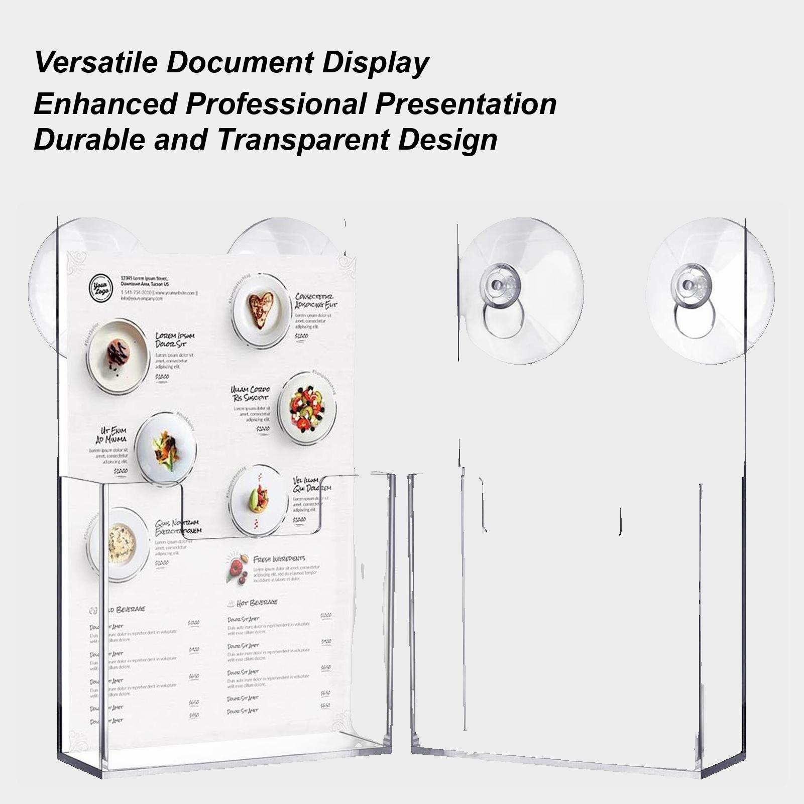 

2pcs Acrylic Brochure Holder Suction Cup Literature Stand Wall Mounted Pamphlet Rack For Office Document Literature Brochure CN
