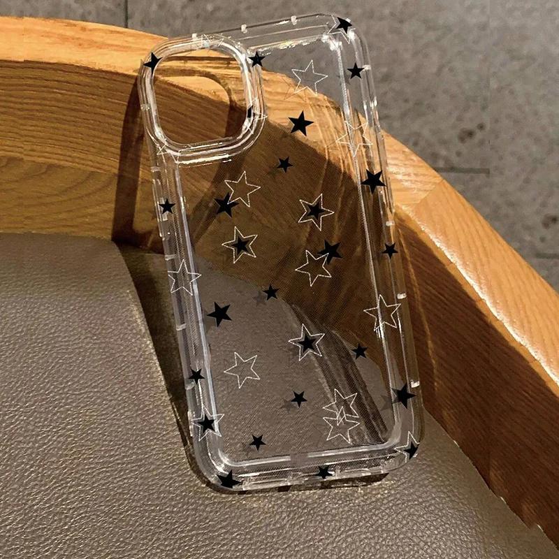 Moon Stars Print Clear Phone Case For lPhone 17 16 15 14 13 12 11 Pro Max XR X XS 7 8 15 Plus SE2Shockproof Silicone Cover Case