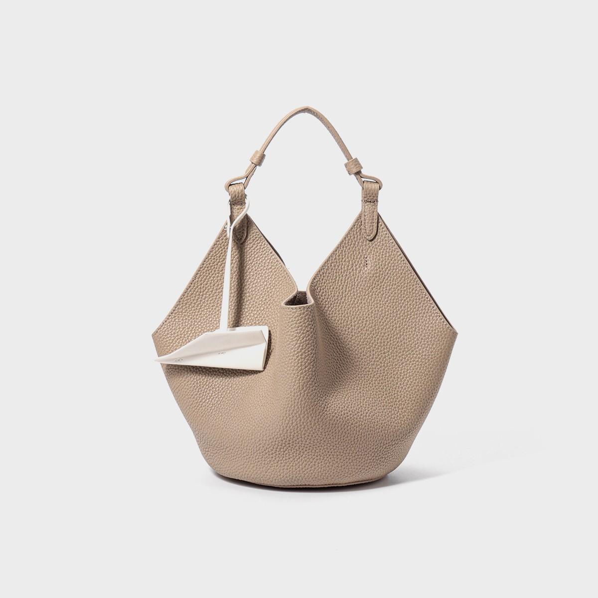 Женская сумка-ведро сумка Niche Большая вместимость Advanced Sense Head Layer Cowhide Handbag Basket Bag абрикосовый