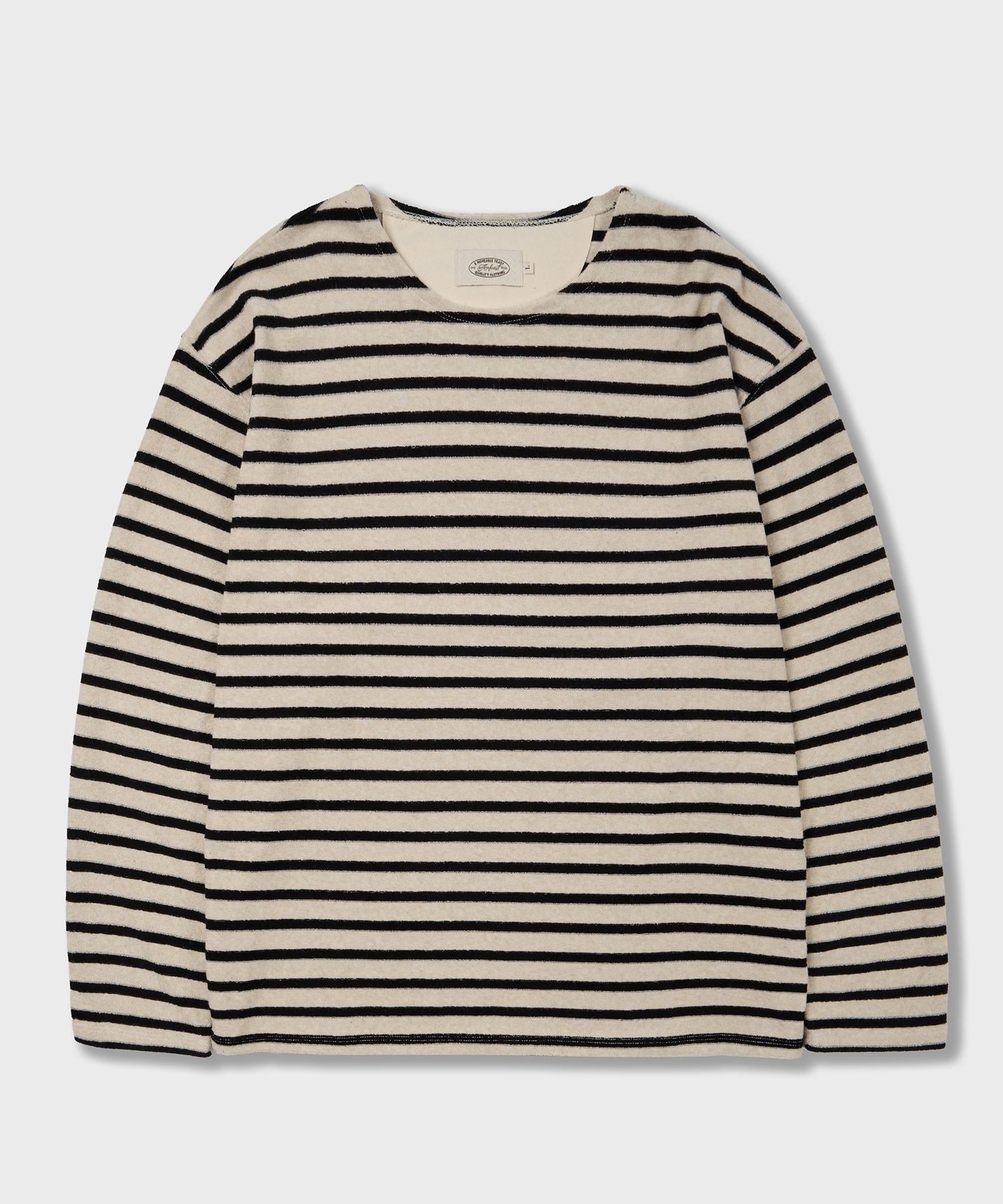 Amphist Terry Stripe Long Sleeve T-Shirt Black Black/Large