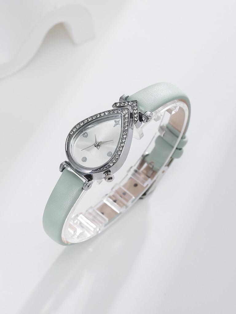 Damen-Quarz-Armbanduhr mit Strasssteinen in Tropfenform - Kreatives, vielseitiges, lässiges Design mit persönlichem Armband