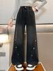Girls' Wide-Leg Denim Pants, Loose Fit Casual Trousers for Spring and Autumn 2025