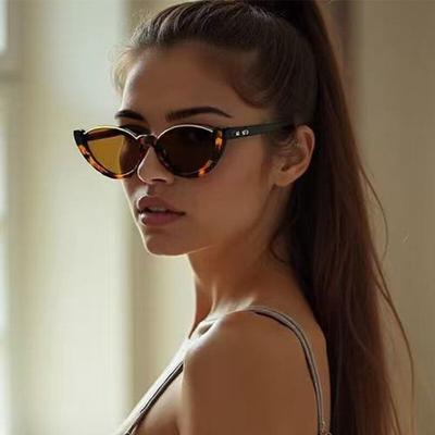 Sexy Small Cat Eye Women'S Sunglasses New Fashion Leopard Half Frame Sun Glasses Female Retro Outdoor Shades Uv400
