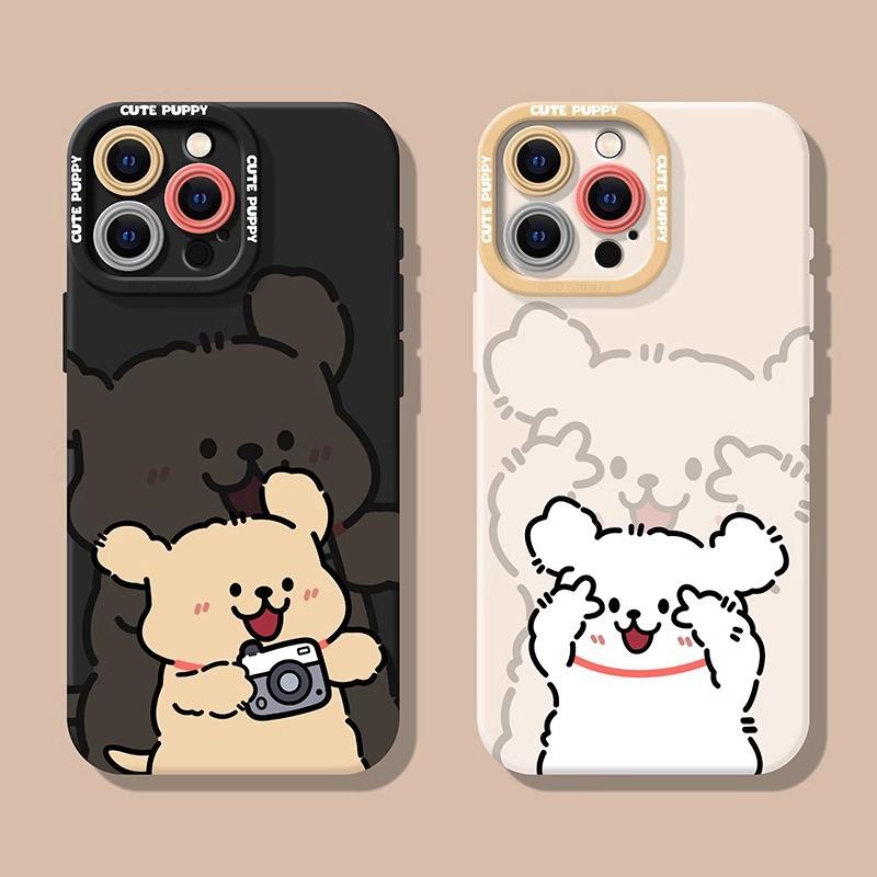 Take a Picture of the Puppy Mobile Phone Case, Suitable for Apple 16promax Cartoon Cute iPhone15pro Lens All-inclusive 13p.