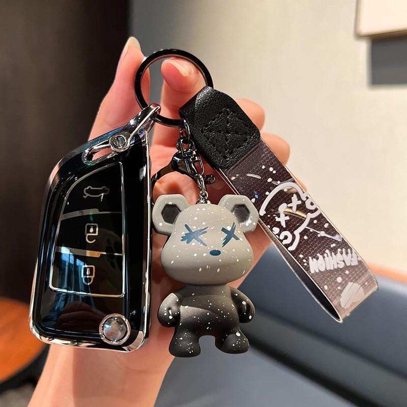 Premium TPU Key Shell VVDI KD Car Remote Keys Foldable Blade Style With Bear Charm Pendant Standard