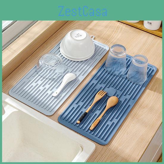 To Easy Clean Pad Drain Hanging Hole Antiscalding Silicone Tableware Drying Mat Faucet Drip Protection Pad Kitchen Gadget