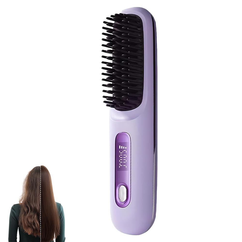 2 in 1 Hair Straightener Curling Brush LCD Digital Display Constant Temperature Hair Care Anti-Scald Nano-Ceramic Styling Tool