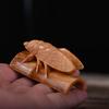 Boxwood Wood Carving Figurine Animal Cicada Ornament Wooden Crafts Home Decoration Gift Collection Souvenirs
