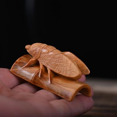 Buchsbaum Holzschnitzerei Figur Tier Zikade Ornament Holzhandwerk Heimdekoration Geschenk Sammlung Souvenirs