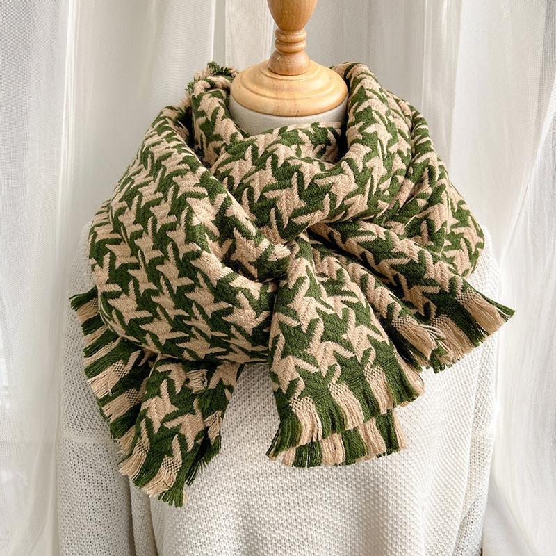 Tausend-Vogel-förmiger Schal für Studentinnen im Winter. Vielseitiger, warmer, kaschmirartiger, verdickter Schal für Damen