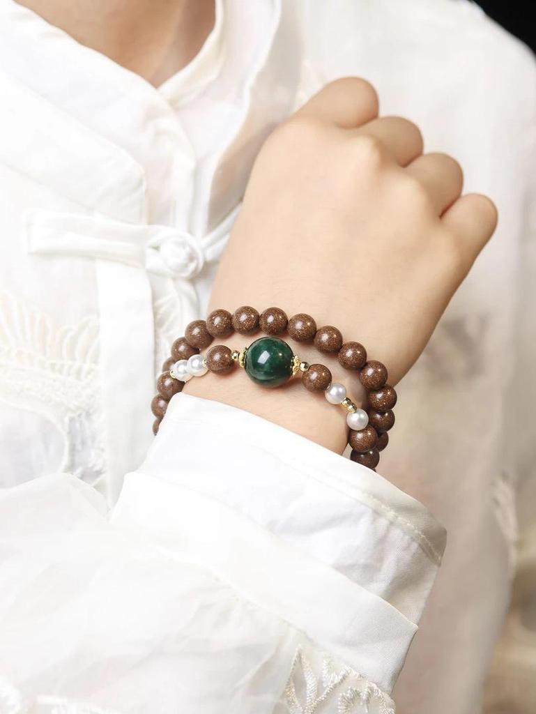 Goose Pear Sleep Aid: Double-Circle 0.8cm Incense Bead Hand-Woven Bracelet