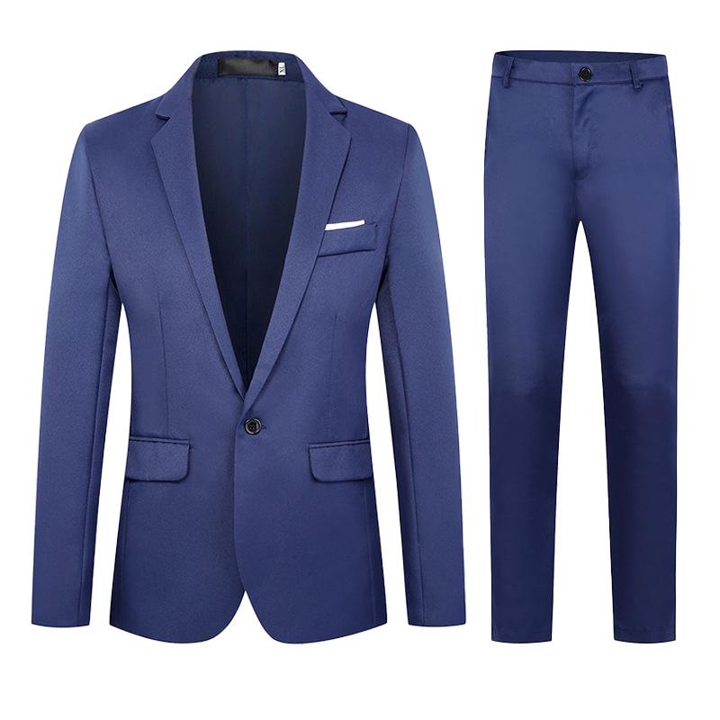 Men's Slim Fit One-Button Business Suit Set with Trousers and Notch Lapel