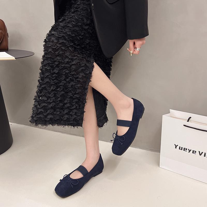 Elegant Ballerinas Woman 2025 Bow-Knot Summer Shoes Ladies Female Footwear Shallow Mouth Autumn Square Toe Ballet Butterfly Dres