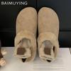 Fur Women Cotton Slippers Winter Fashion Mules Shoes Cozy Casual Slingback Shoes Woman 2025 Trend Brand Warm Mujer Snow Botas
