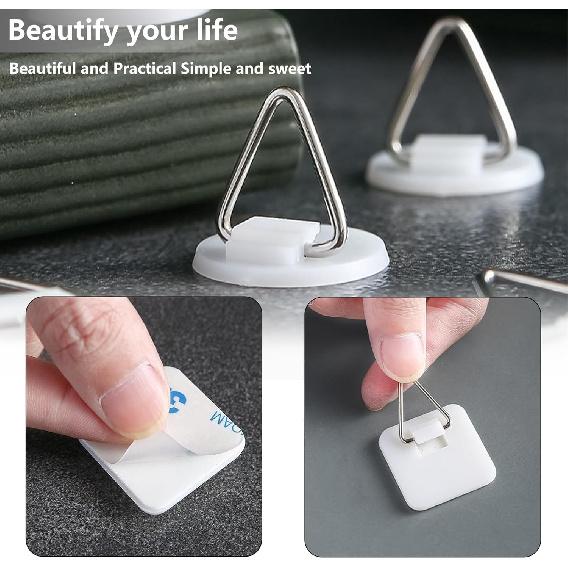 30pcs Adhesive Plate Hangers Invisible Vertical Wall Art Display Holder,Picture Hangers Without Nails,Photo Fram Sticky Hanging Hooks,No Wall Damage