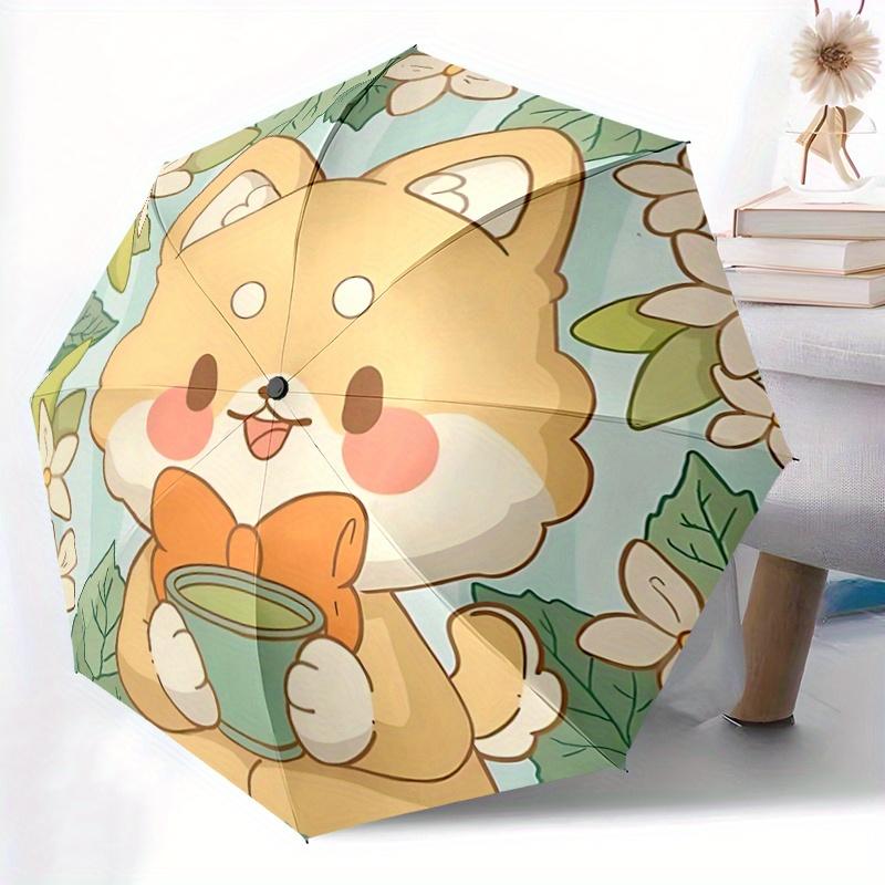 1pc Cute Fox Automatic Folding Cartoon Umbrella - 3 Folding Design, Vivid Cartoon Pattern, Suitable for Outdoor Activities, A Gift for Fans