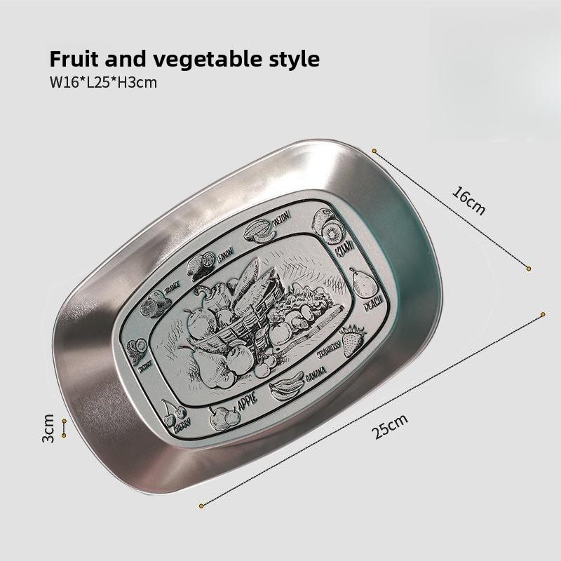 

Outdoor Camping Fruit Tray European Retro Tinplate Metal Practical Snack Tray Fruit Basin Outdoor Tableware