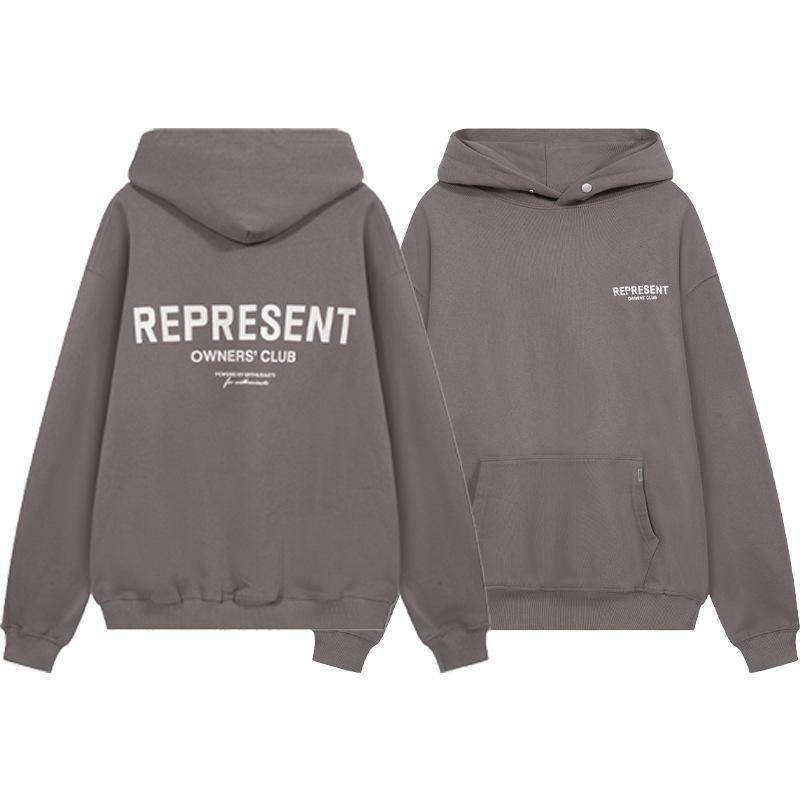 Maglione con cappuccio ampio da uomo e felpa da donna con stampa di lettere slogan classico REPRESENT transfrontaliero europeo e americano moda