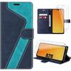 Case for Samsung Galaxy A26 5G, Flip Cover Leather Effect Anti-Scratch Blue - 2 Tempered Glasses