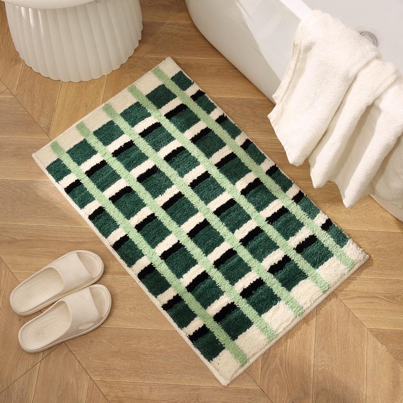 

Nordic Green Plaid Non-Slip Bathroom Floor Mat 40x60cm