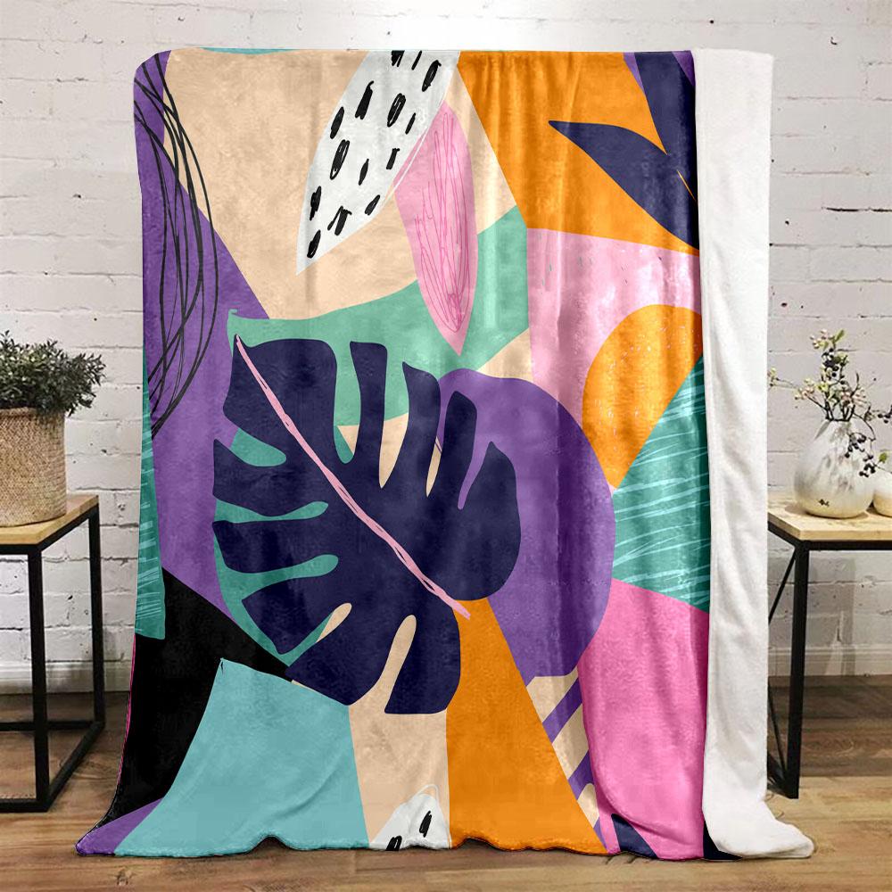 Abstract Tropical Leaf Pattern Patterned Flannel Blanket Perfect for the Bedroom Living Room, Sofa, or a Little Nap