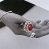 European and American Entry Lux Red Wine Stain Rose Ruby Zircon Micro-Inlaid Full Diamond Elegant Fancy Versatile Opening Ring