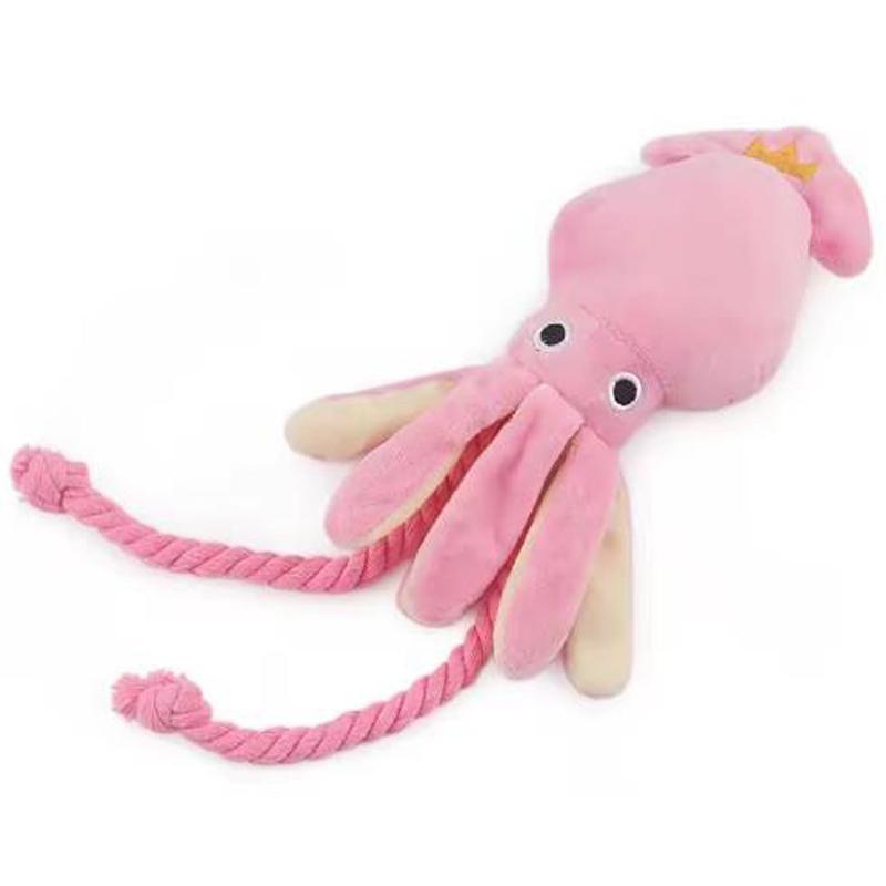 

Dog toys; cat toys; sound-emitting cotton rope octopus; durable chew toys for cleaning teeth; interactive pet toys. розовый