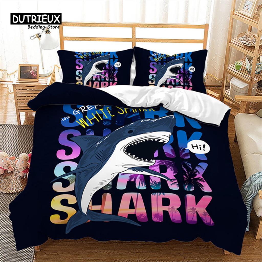 Dziecięca Kreskówkowa Poszwa na Kołdrę Mikrofibra Morze Podwodny Świat Poszwa na Kołdrę Pełna Dla Chłopców Dziewczynek Motyw Morski Zestaw Pościeli