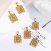 New Electroplated Square Copper Plate English Letter Pendant - Handmade Gold Medal Design.