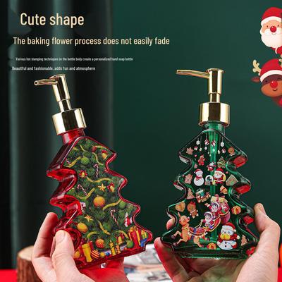 Bouteille à Pompe en Verre Sapin de Noël: Distributeur de savon pour les mains, lotion, shampooing et après-shampooing pour hôtels.