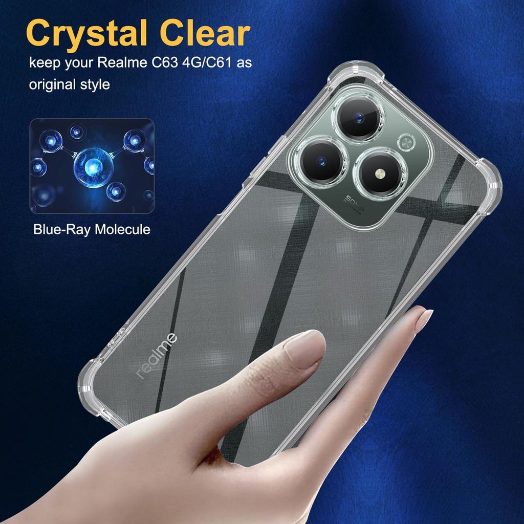 TPU Gjennomsiktig Deksel for Realme C63 4G C61 C65 C67 Note 60 50 Beskyttelsesdeksel Fire Hjørner Støtsikker Støtfanger Coque Fundas