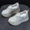Small thick-soled little white shoes women's 2025 summer light luxury explosion shallow mouth breathable sports heightening casual dad shoes