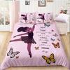 American Black Girl Duvet Cover Set,Black Girl Magic Bedding Set Full Size,Cute Little Afro Black Princess Comforter Cover Sets