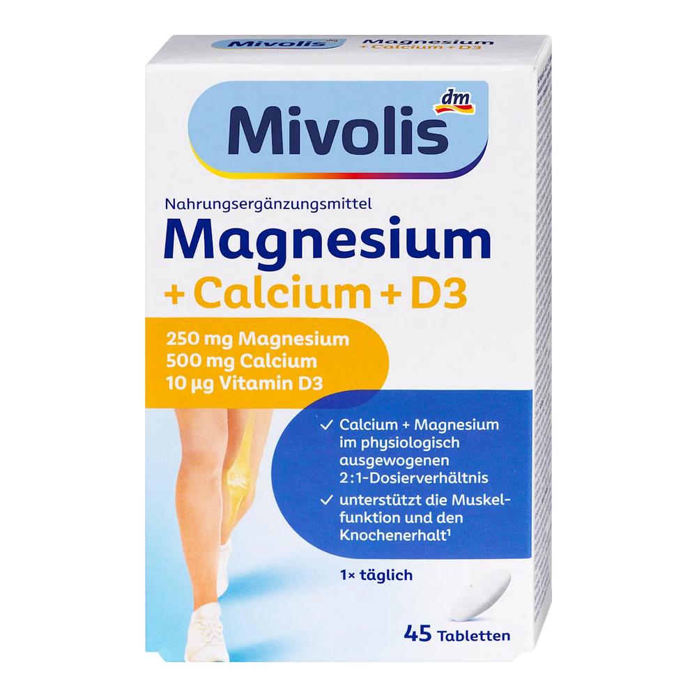German Dm Mivolis Magnesium + Calcium + D3 45 Capsules