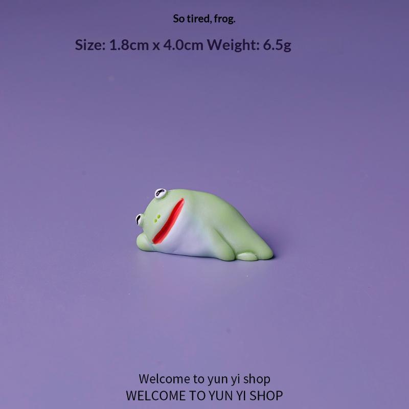 6 PCS Cute Big Mouth Frog Resin Car Decorations Funny Sad Green Frog Mini Crafts for Auto Dashboard Home Desktop Decor