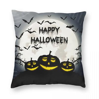 Happy Halloween Scary Pumpkins Pillowcase Soft Polyester Cushion Cover Decor Throw Pillow Case Cover Home Square X