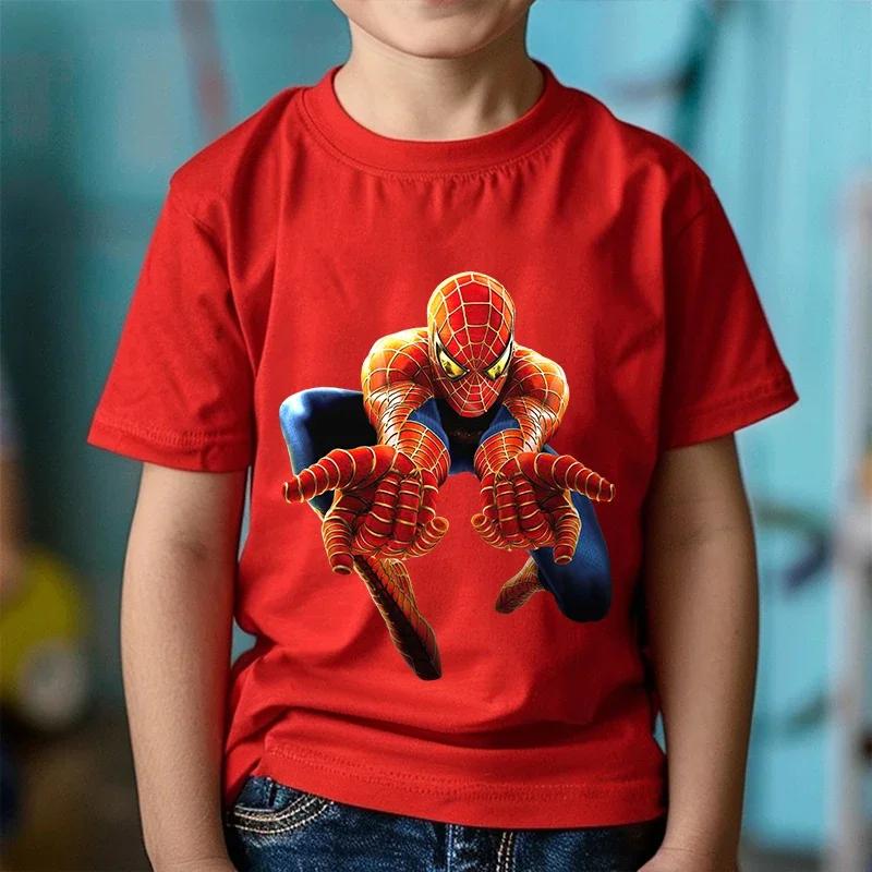 Tendencias de Moda Estampado de Dibujos Animados Anime Spider-Man Ropa para Niños y Niñas Camiseta en Verano Ropa Infantil Manga Corta